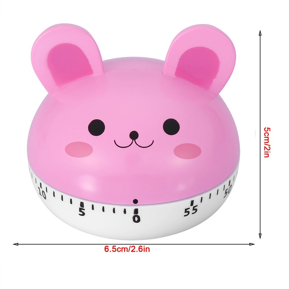 Mechanical Cooking Timer Manual Animal Shape Counters for Kitchen Timing Tool(Pink Rabbit)