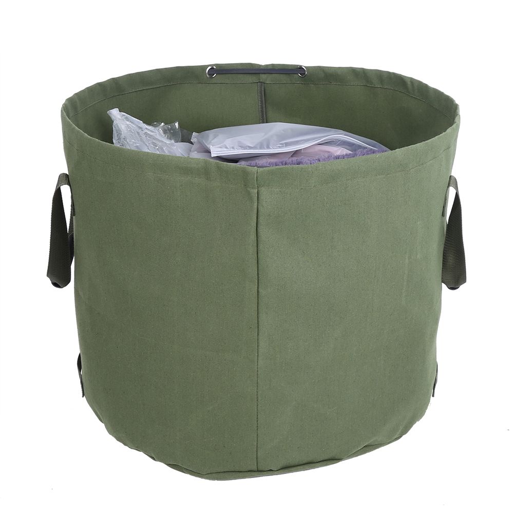 Portable Waterproof Reusable Canvas Garden Lawn Leaf Trash Waste Bag Container Storage Tote
