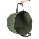 Portable Waterproof Reusable Canvas Garden Lawn Leaf Trash Waste Bag Container Storage Tote - Top-Down View