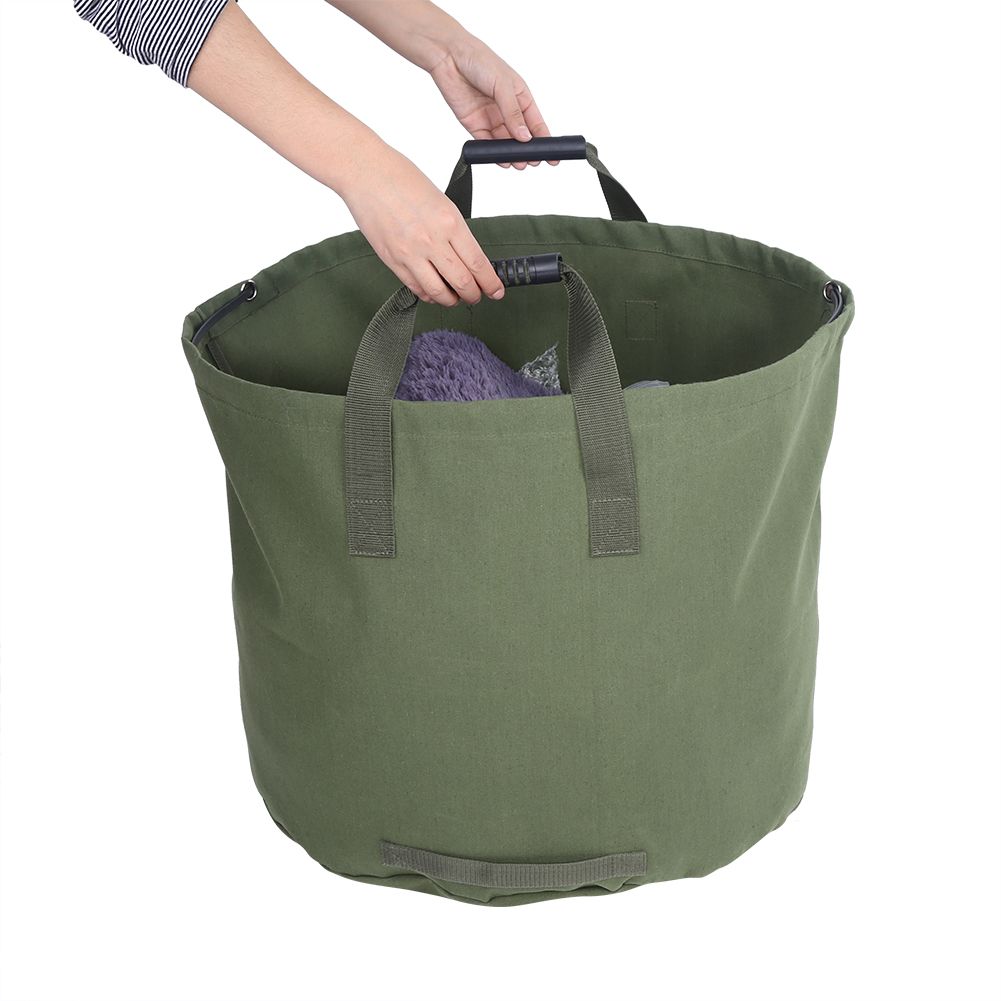 Portable Waterproof Reusable Canvas Garden Lawn Leaf Trash Waste Bag Container Storage Tote