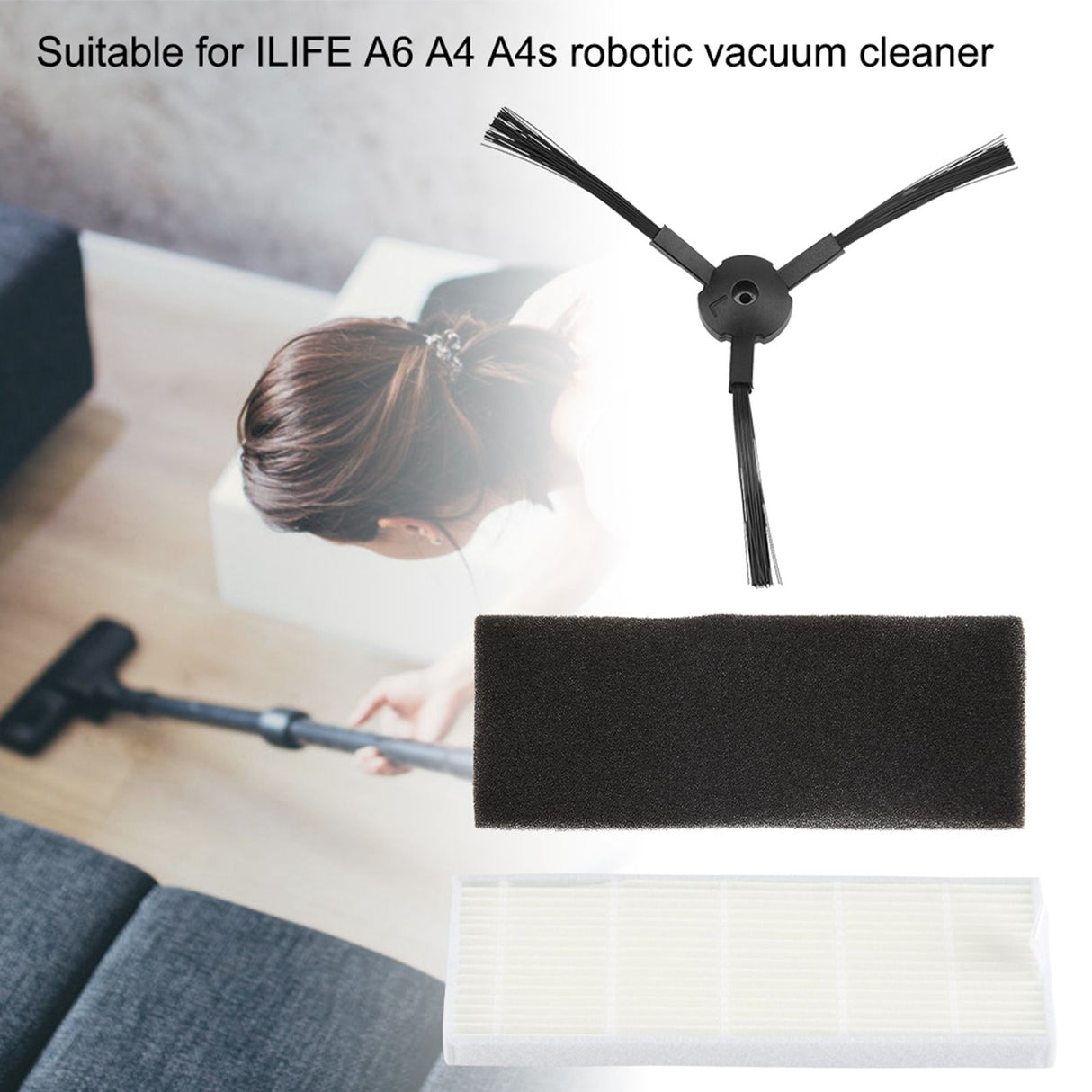 Vacuum Spare Part Side Brush HEPA Filters Tool Kit for ILIFE A6 A4 A4s Robot