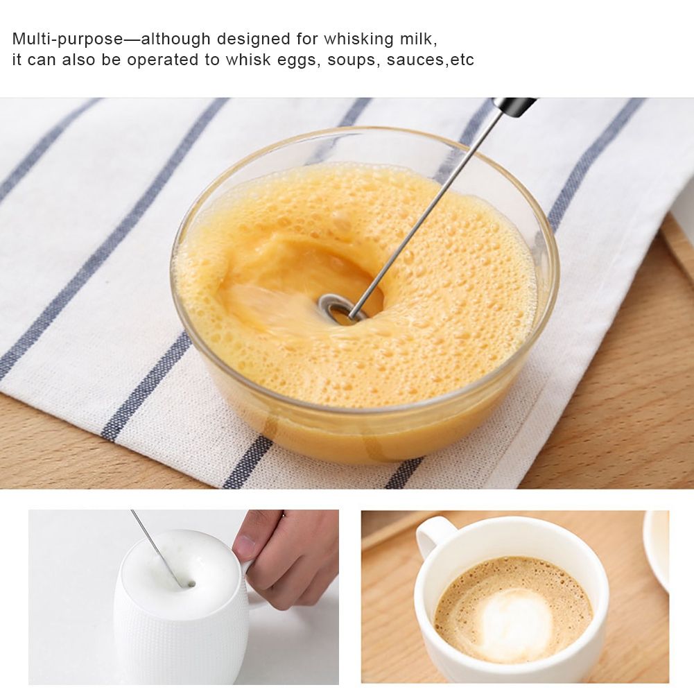 Handheld Milk Frother Electric Foam Maker for Coffee Lattes Eggs Drink Mixer(Silver)