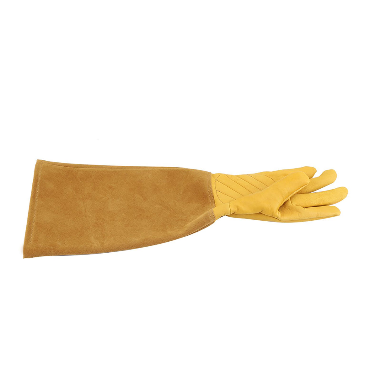 Rose Pruning Gardening Leather Gloves Wearproof Puncture Proof Long Work Glove(Yellow M)