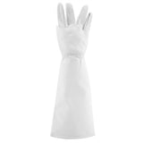 Rose Pruning Gardening Leather Gloves Wearproof Puncture Proof Long Work Glove(White M)