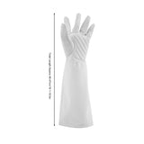 Rose Pruning Gardening Leather Gloves Wearproof Puncture Proof Long Work Glove(White M)