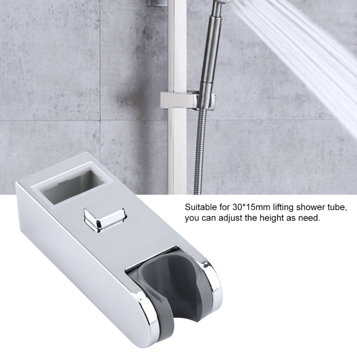 ABS Chromeplated Adjustable Height Shower Slider Bar Rail Head Holder Stand 30*15mm