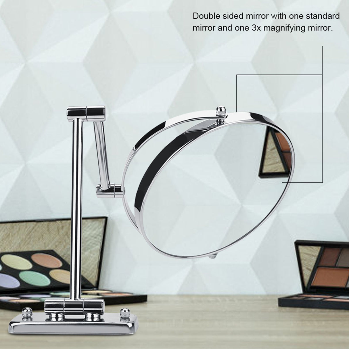 8" Wall Mount Makeup Mirror Double Sided Swivel Mirror 3X Magnifying