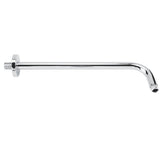 Extra Long Stainless Steel Shower Rain Head Arm Replacement Flange Set Wall Fixed Chrome Finish - Front View