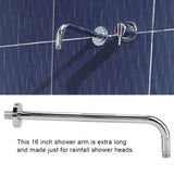 Extra Long Stainless Steel Shower Rain Head Arm Replacement Flange Set Wall Fixed Chrome Finish - Extra Image