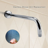 Extra Long Stainless Steel Shower Rain Head Arm Replacement Flange Set Wall Fixed Chrome Finish - Extra Image