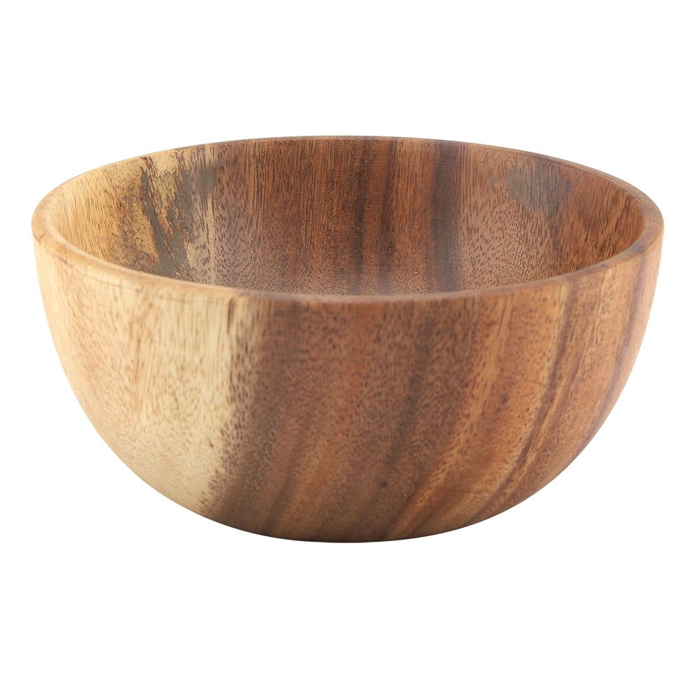 Solid Acacia Wooden Bowl for Salad Soup Rice Hand Made Wooden Bowl Kitchen Utensils (16*7cm)