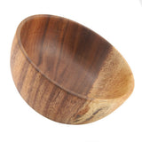 Solid Acacia Wooden Bowl for Salad Soup Rice Hand Made Wooden Bowl Kitchen Utensils (16*7cm) - Close-Up Angle