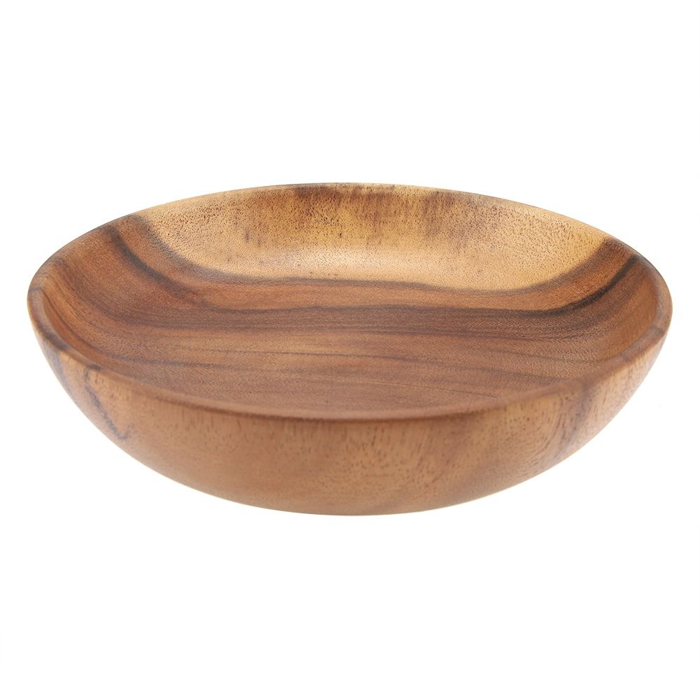 Solid Acacia Wooden Bowl for Salad Soup Rice Hand Made Wooden Bowl Kitchen Utensils (20*4.5cm)