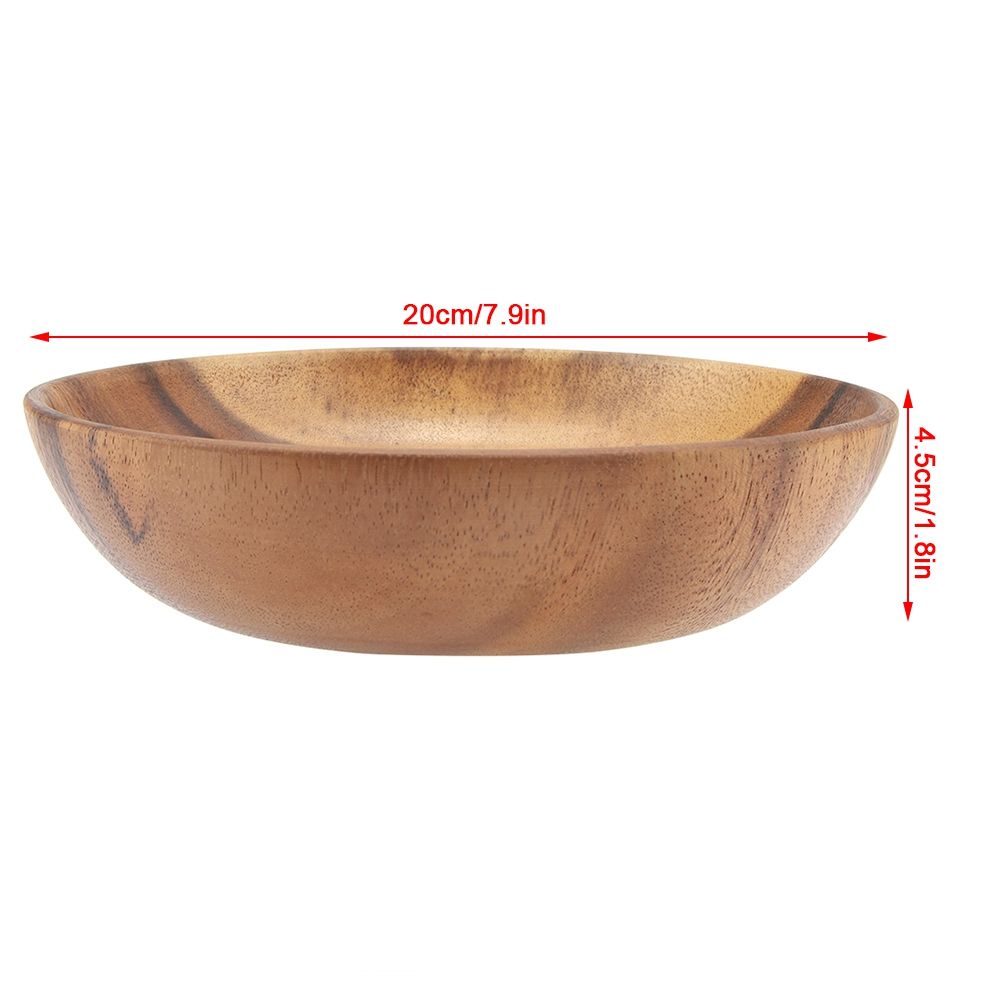 Solid Acacia Wooden Bowl for Salad Soup Rice Hand Made Wooden Bowl Kitchen Utensils (20*4.5cm)