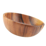 Solid Acacia Wooden Bowl for Salad Soup Rice Hand Made Wooden Bowl Kitchen Utensils (20*7cm) - Rear View