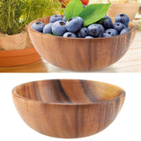 Solid Acacia Wooden Bowl for Salad Soup Rice Hand Made Wooden Bowl Kitchen Utensils (20*7cm) - Extra Image