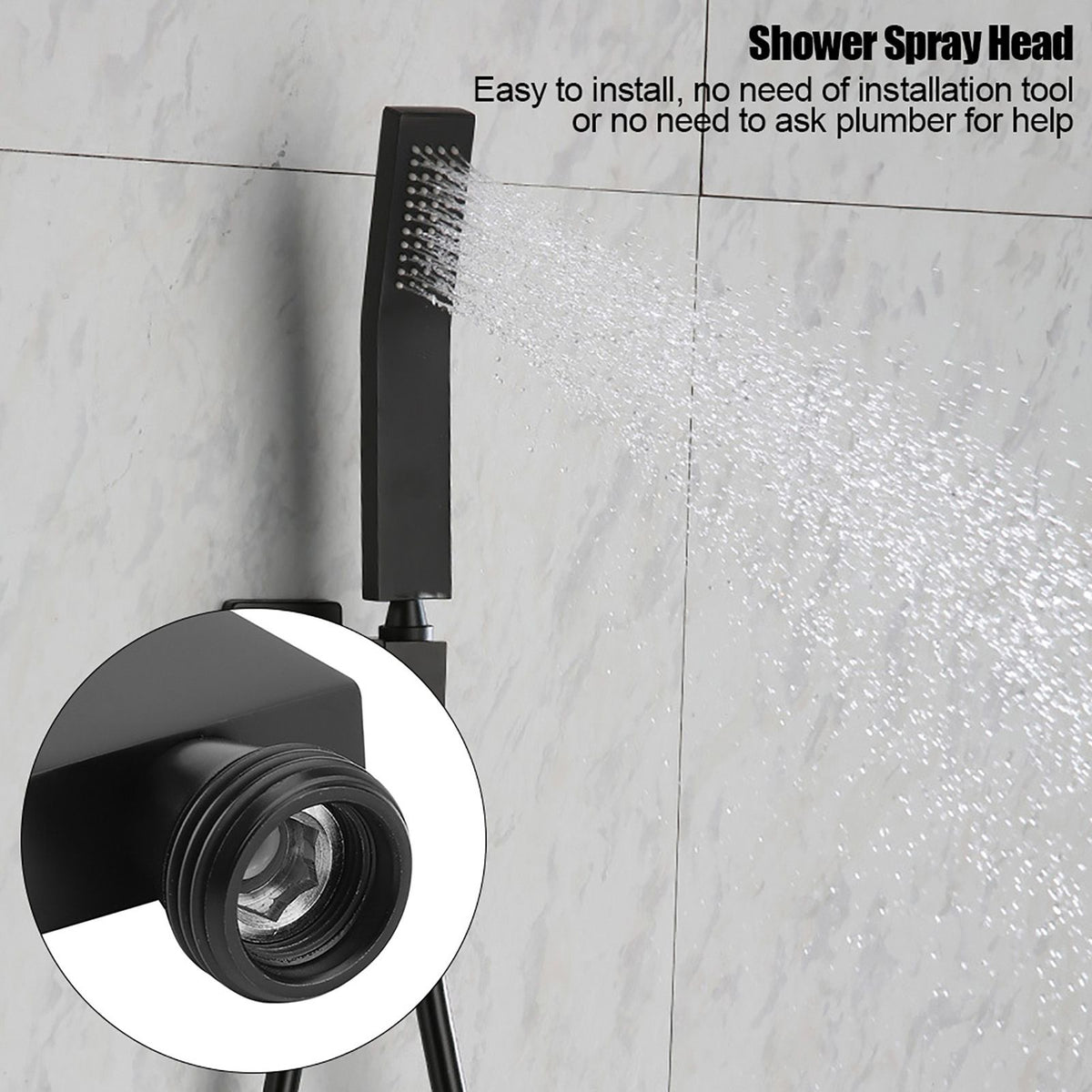 Matte Black Brass Chromeplated Handheld Shower Head Bathroom Sprayer Handshower