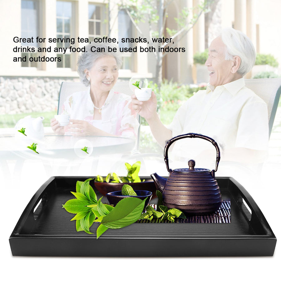 Large Wood Serving tea Water Drinks Tray Wooden Breakfast Tea Serving Tray With Handle #3