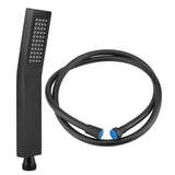 Matte Black Brass Square Handheld Shower Head Bathroom Sprayer Handshower with Hose - 45-Degree Angle