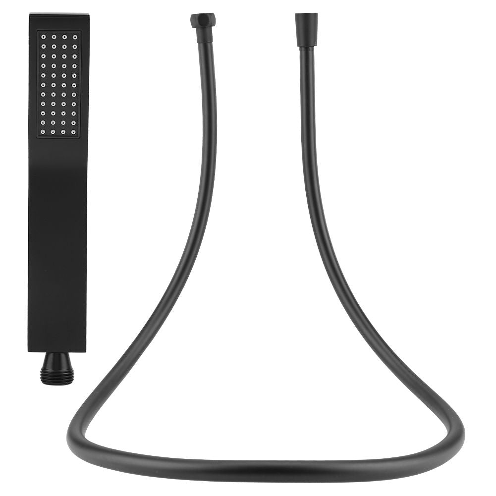 Matte Black Brass Square Handheld Shower Head Bathroom Sprayer Handshower with Hose