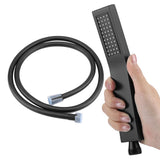 Matte Black Brass Square Handheld Shower Head Bathroom Sprayer Handshower with Hose - Low Angle