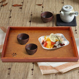 Light Rectangular Solid Wood Cherry Blossom Tea Tray Coffee Fruit Food Serving Plate Home - 45-Degree Angle