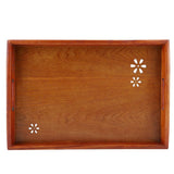 Light Rectangular Solid Wood Cherry Blossom Tea Tray Coffee Fruit Food Serving Plate Home - Low Angle