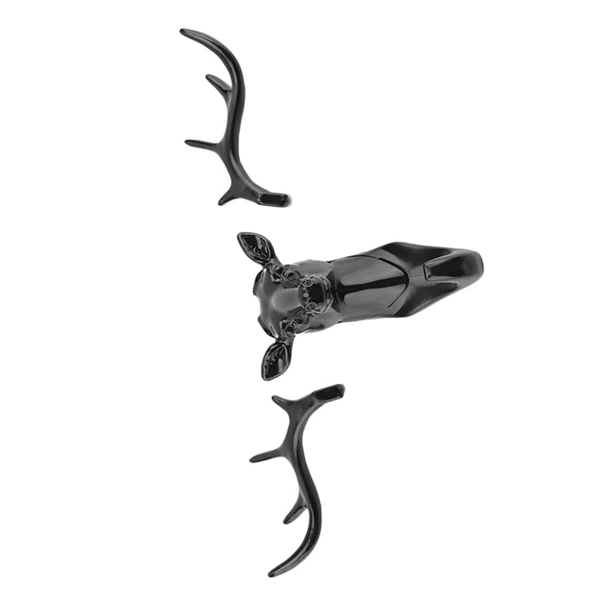 Animals Deer Head Hook Hanger Rack Holder Wall Mount for Home Room Decor(Black)