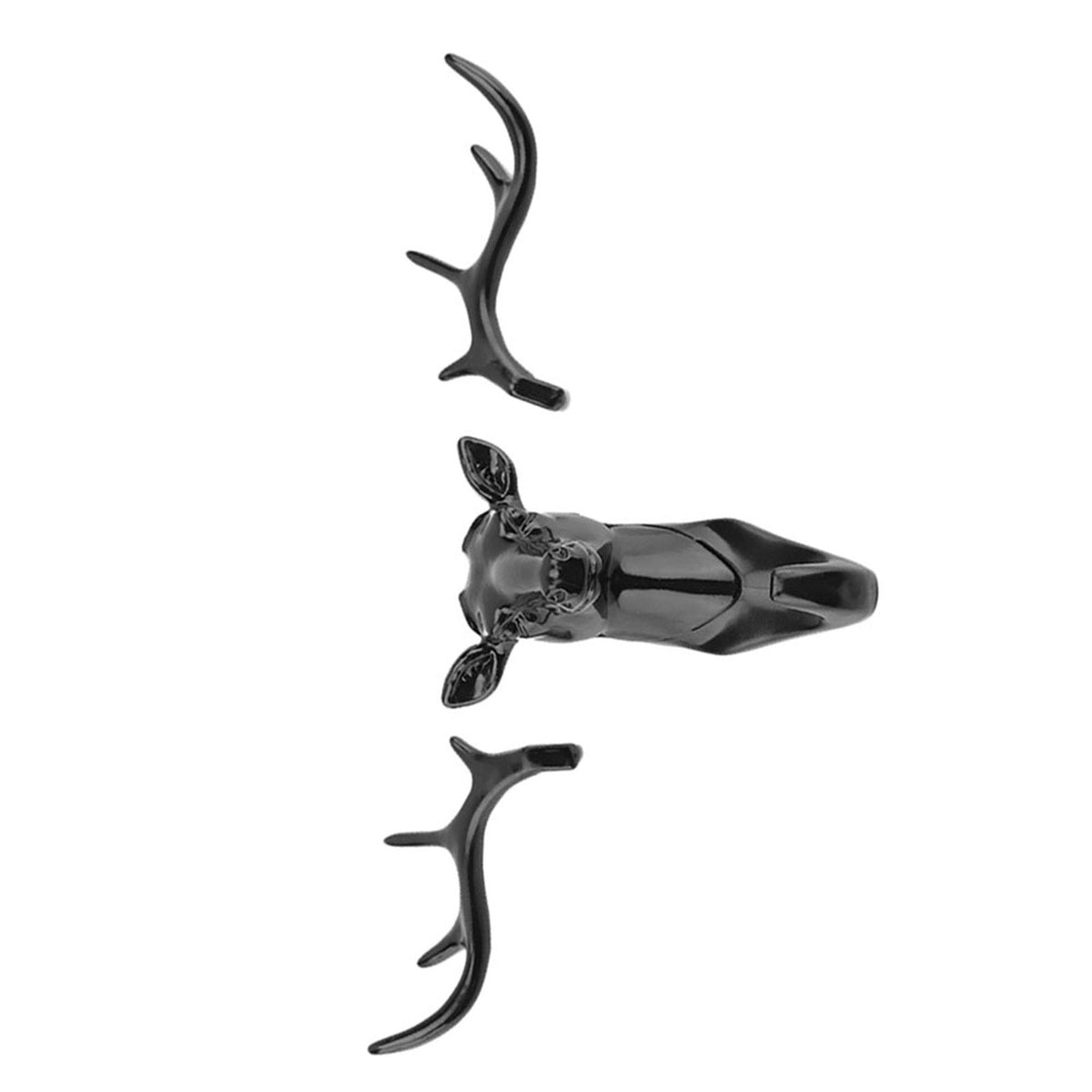Animals Deer Head Hook Hanger Rack Holder Wall Mount for Home Room Decor(Black)