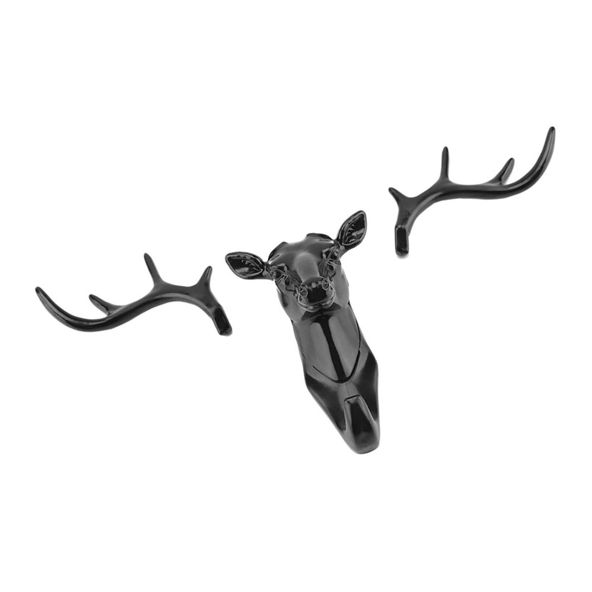 Animals Deer Head Hook Hanger Rack Holder Wall Mount for Home Room Decor(Black)