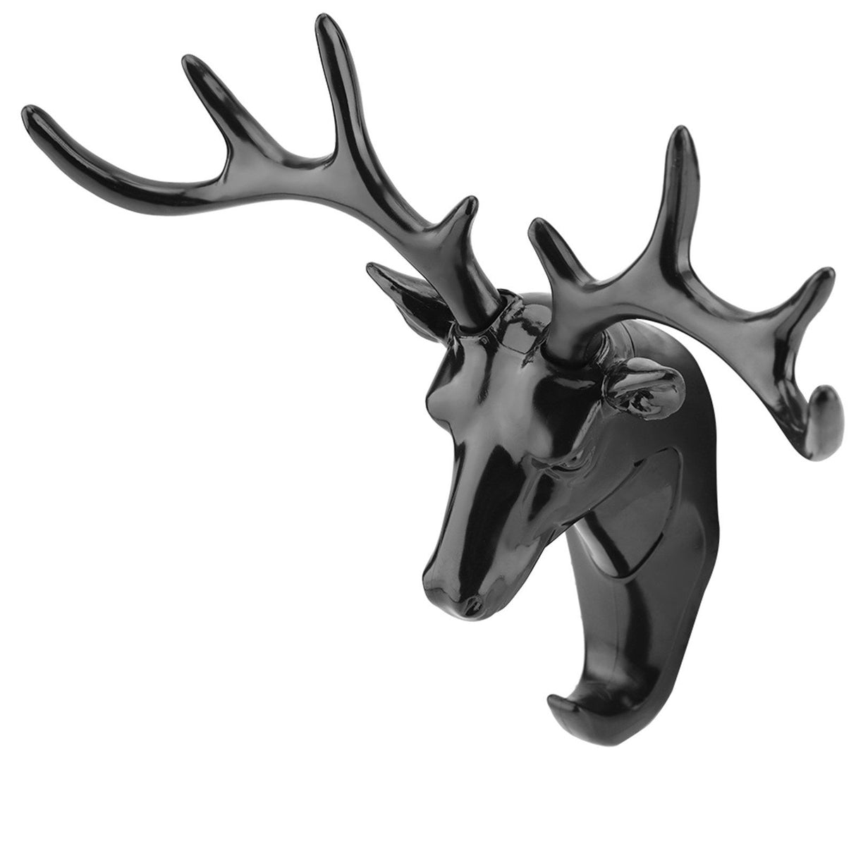 Animals Deer Head Hook Hanger Rack Holder Wall Mount for Home Room Decor(Black)