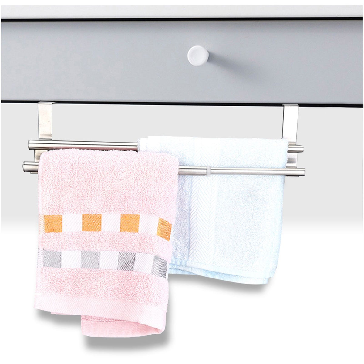 Double Layers Stainless Steel Telescopic Towel Holder Rack Hanger Organizer Bathroom Kitchen