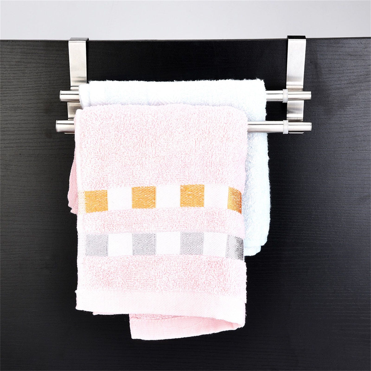 Double Layers Stainless Steel Telescopic Towel Holder Rack Hanger Organizer Bathroom Kitchen