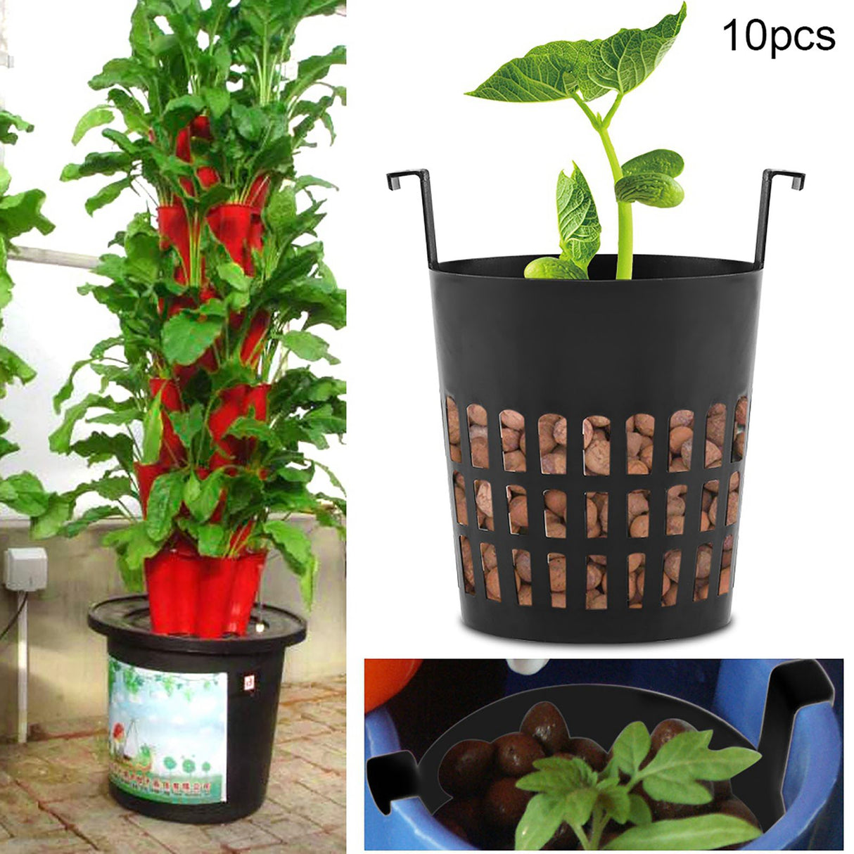10Pcs High Quality Mesh Pot Net Basket Hydroponic Aeroponic Planting Grow Pots