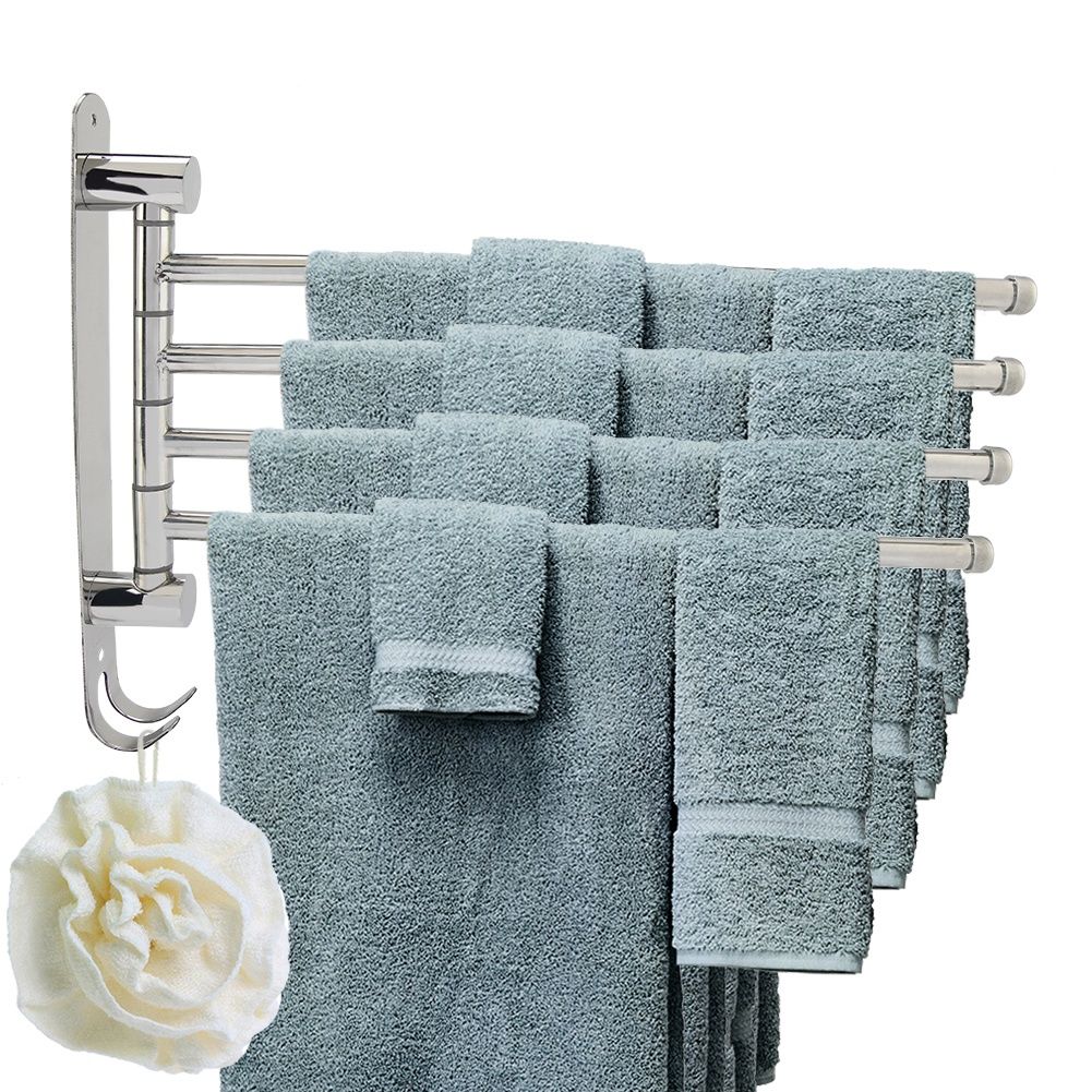 4-swivel Towel Rack Bar Rod Rail Holder Bathroom Kitchen 304 Stainless Steel