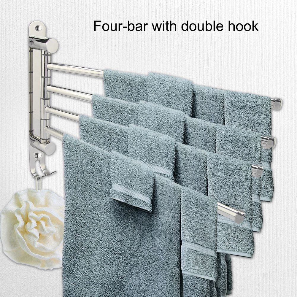 4-swivel Towel Rack Bar Rod Rail Holder Bathroom Kitchen 304 Stainless Steel