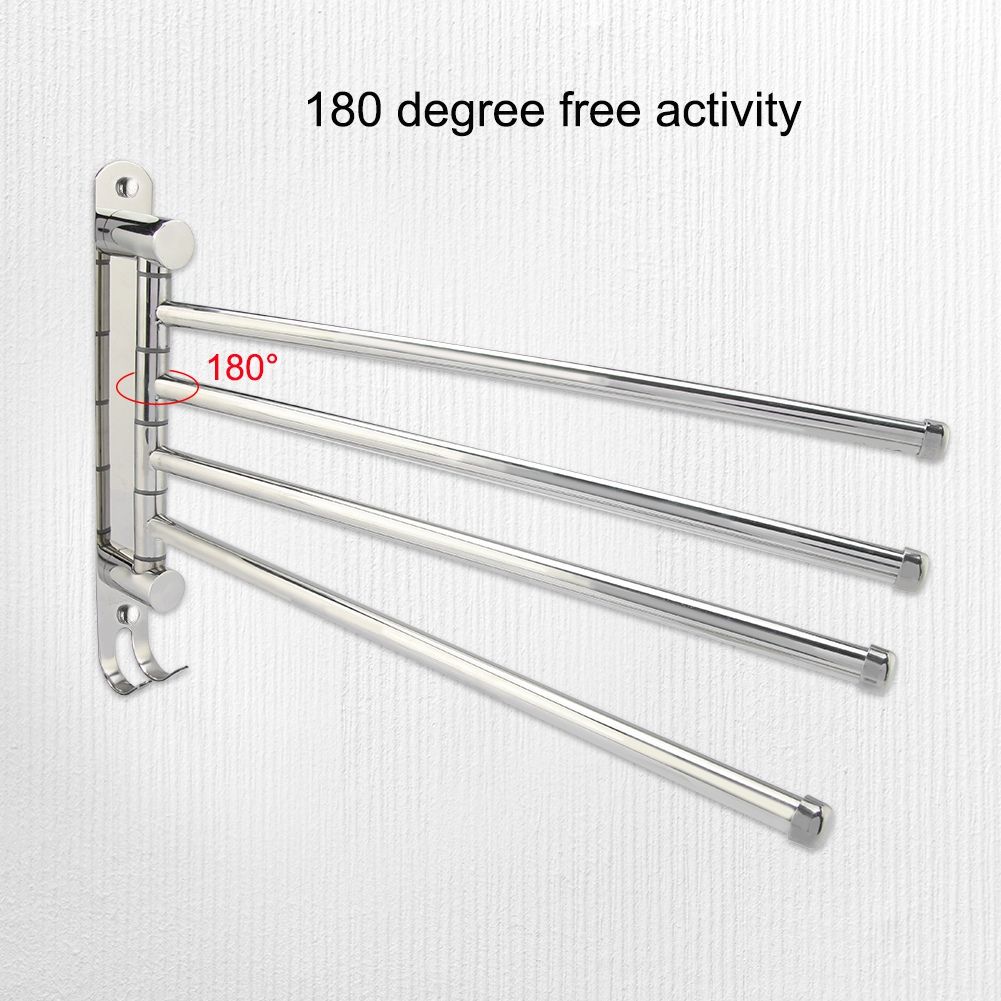 4-swivel Towel Rack Bar Rod Rail Holder Bathroom Kitchen 304 Stainless Steel