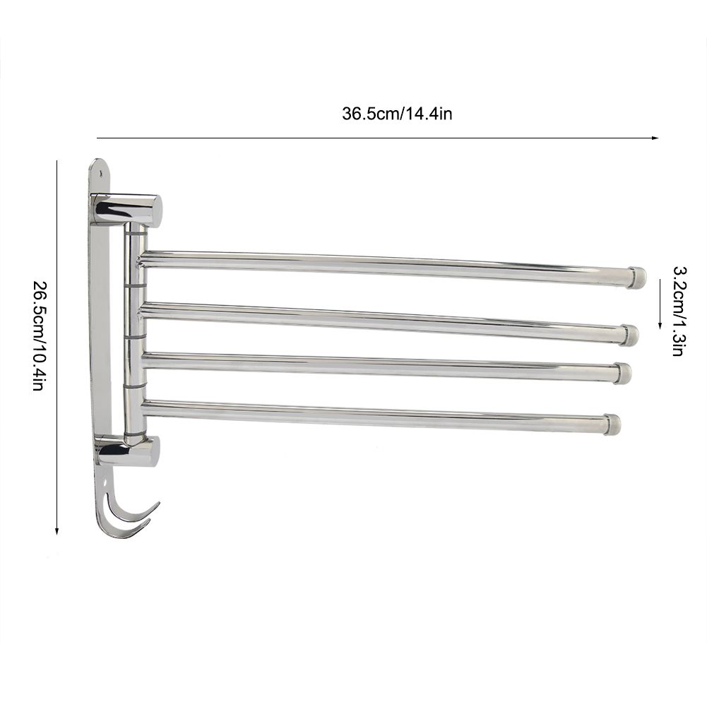 4-swivel Towel Rack Bar Rod Rail Holder Bathroom Kitchen 304 Stainless Steel