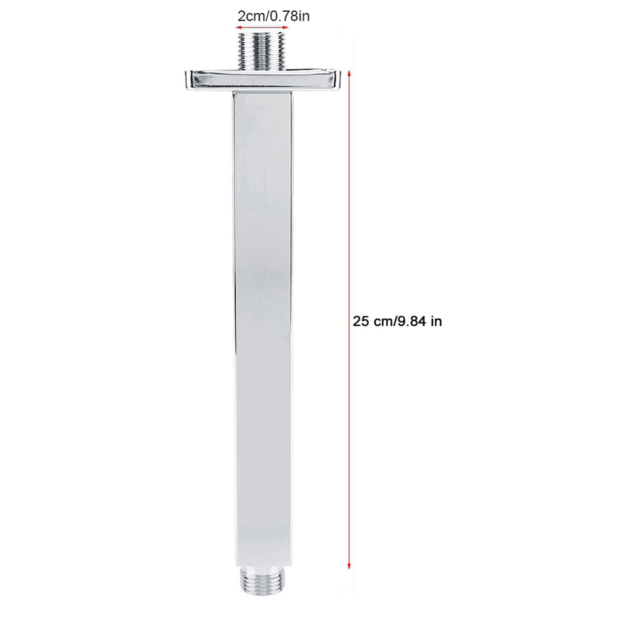 Square Stainless Steel Top Shower Arm Pipe Wall Mount for Bathroom Ceiling Shower Head(25 cm)