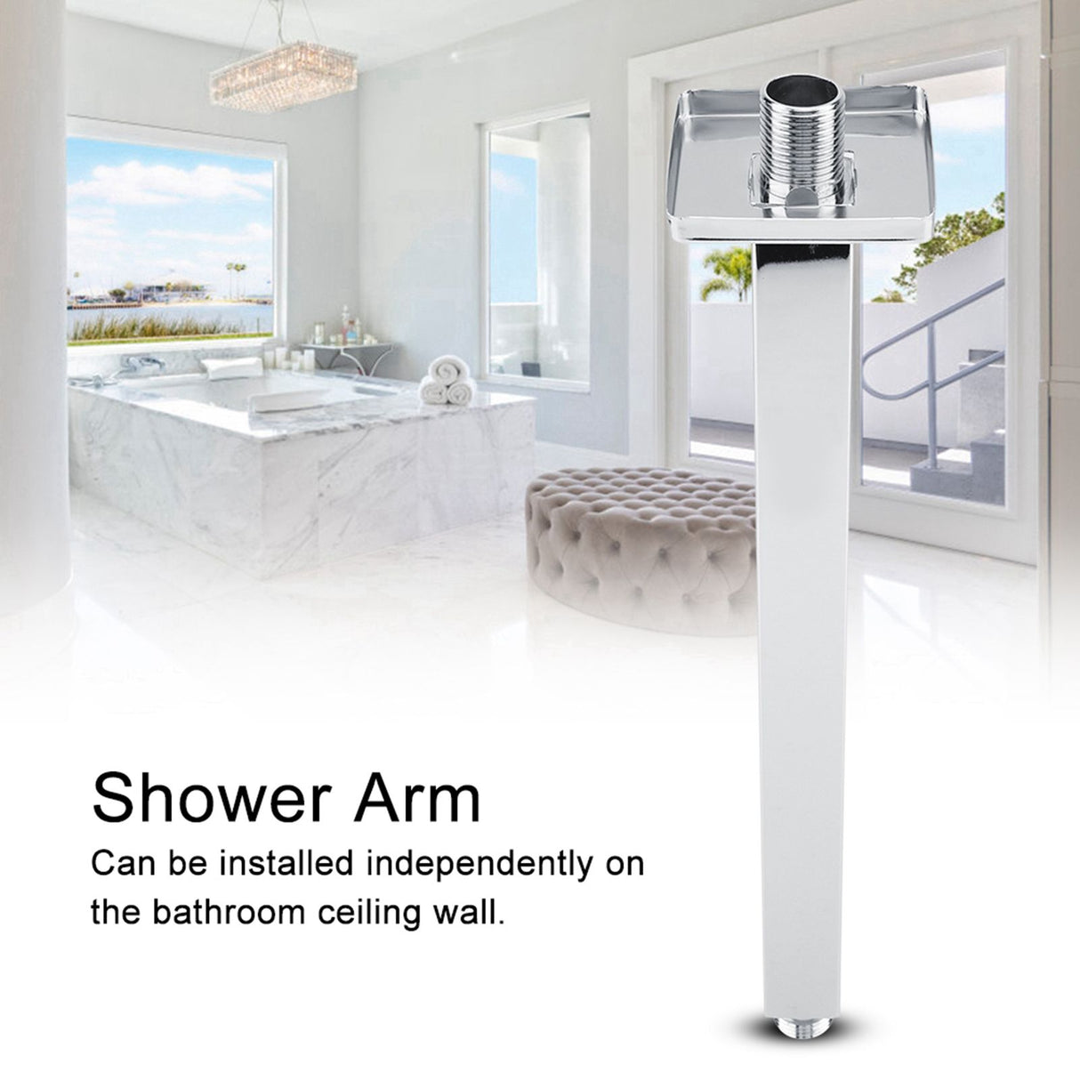 Square Stainless Steel Top Shower Arm Pipe Wall Mount for Bathroom Ceiling Shower Head(30 cm)