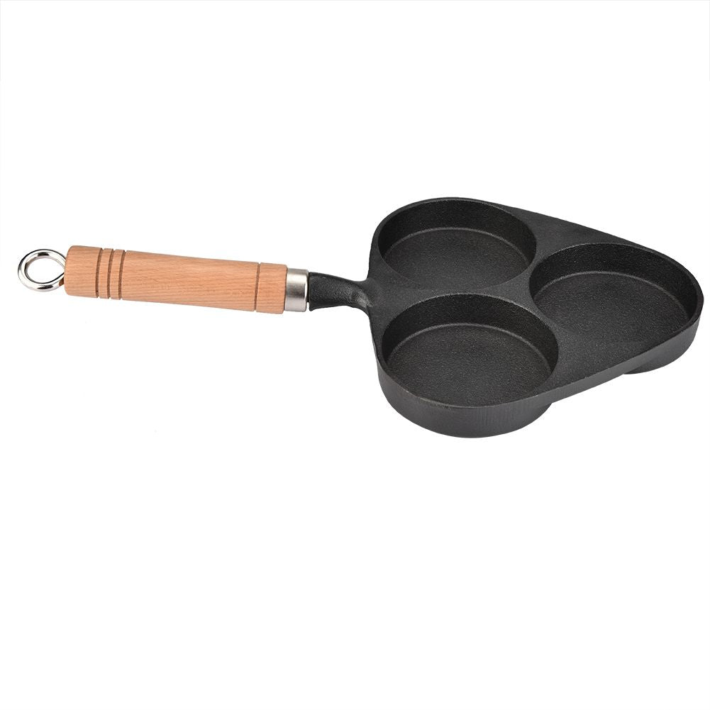 3 Mold Cast Iron Omelette Egg Burger Fried Egg Pot Pancake Pan