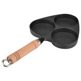 3 Mold Cast Iron Omelette Egg Burger Fried Egg Pot Pancake Pan - Side View
