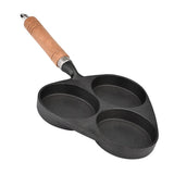 3 Mold Cast Iron Omelette Egg Burger Fried Egg Pot Pancake Pan - Top-Down View