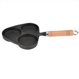 3 Mold Cast Iron Omelette Egg Burger Fried Egg Pot Pancake Pan - 45-Degree Angle