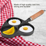 3 Mold Cast Iron Omelette Egg Burger Fried Egg Pot Pancake Pan - Close-Up Angle
