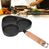 3 Mold Cast Iron Omelette Egg Burger Fried Egg Pot Pancake Pan - Low Angle