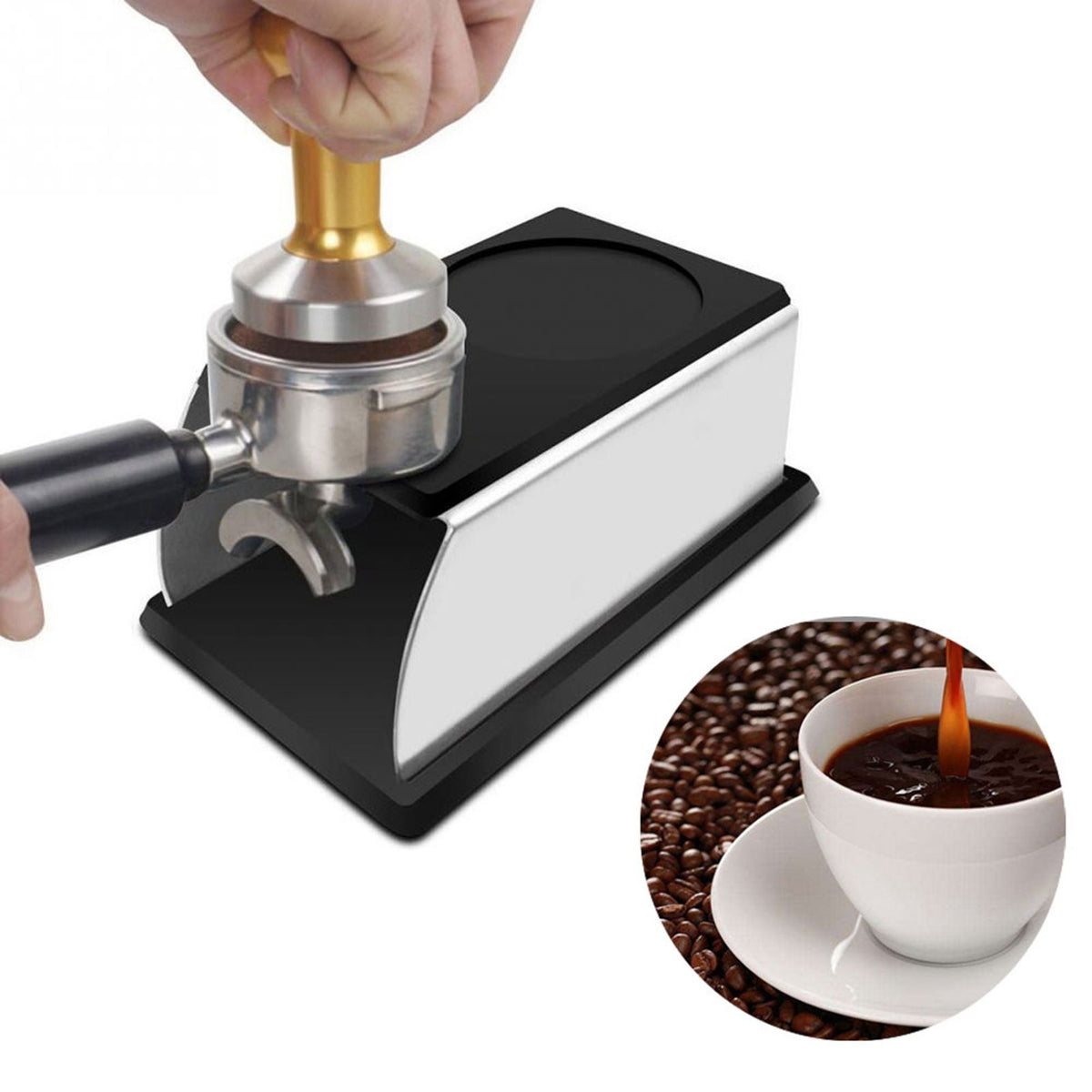 Black Stainless Steel Anti rust Durable Coffee Tamper Base Stand Rack
