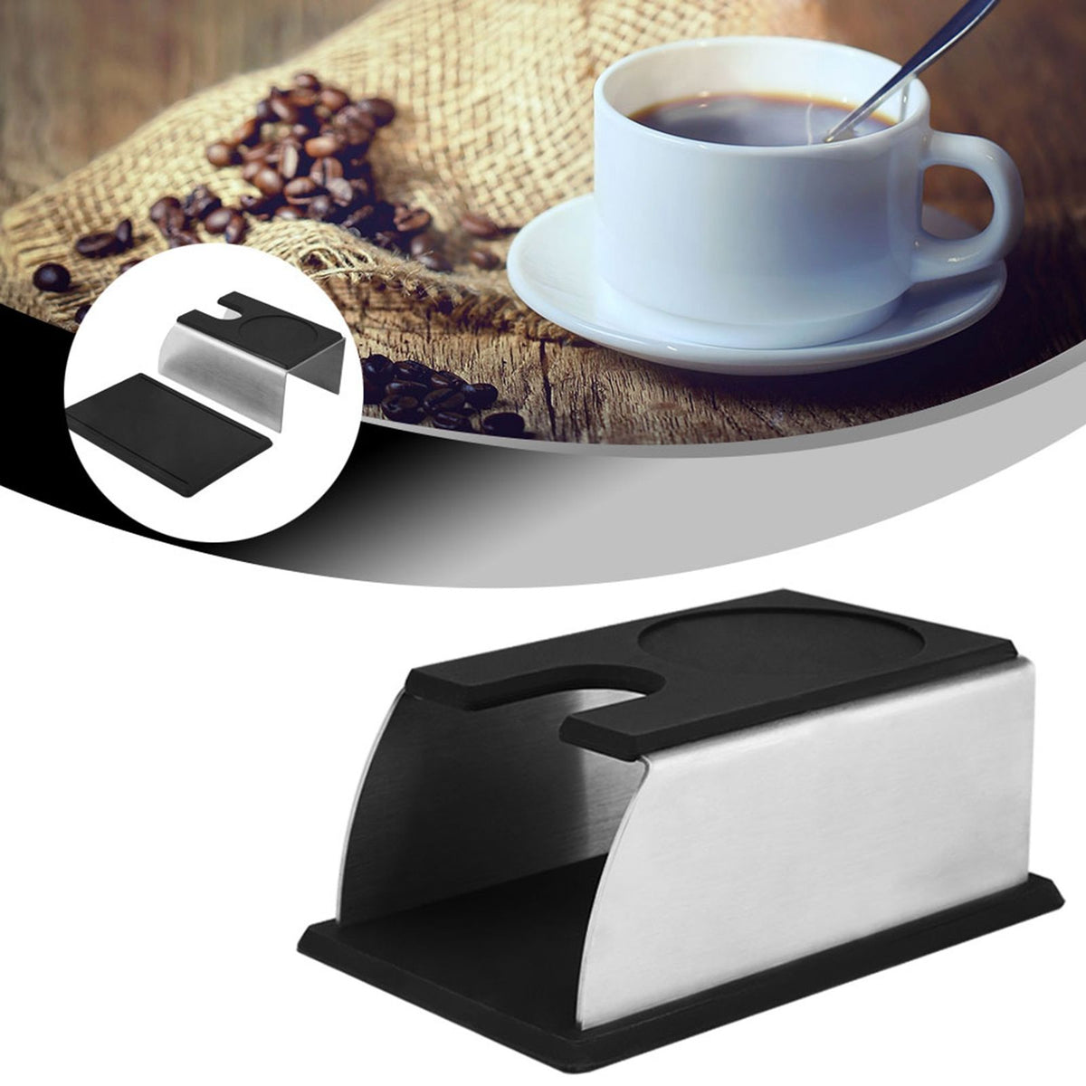 Black Stainless Steel Anti rust Durable Coffee Tamper Base Stand Rack