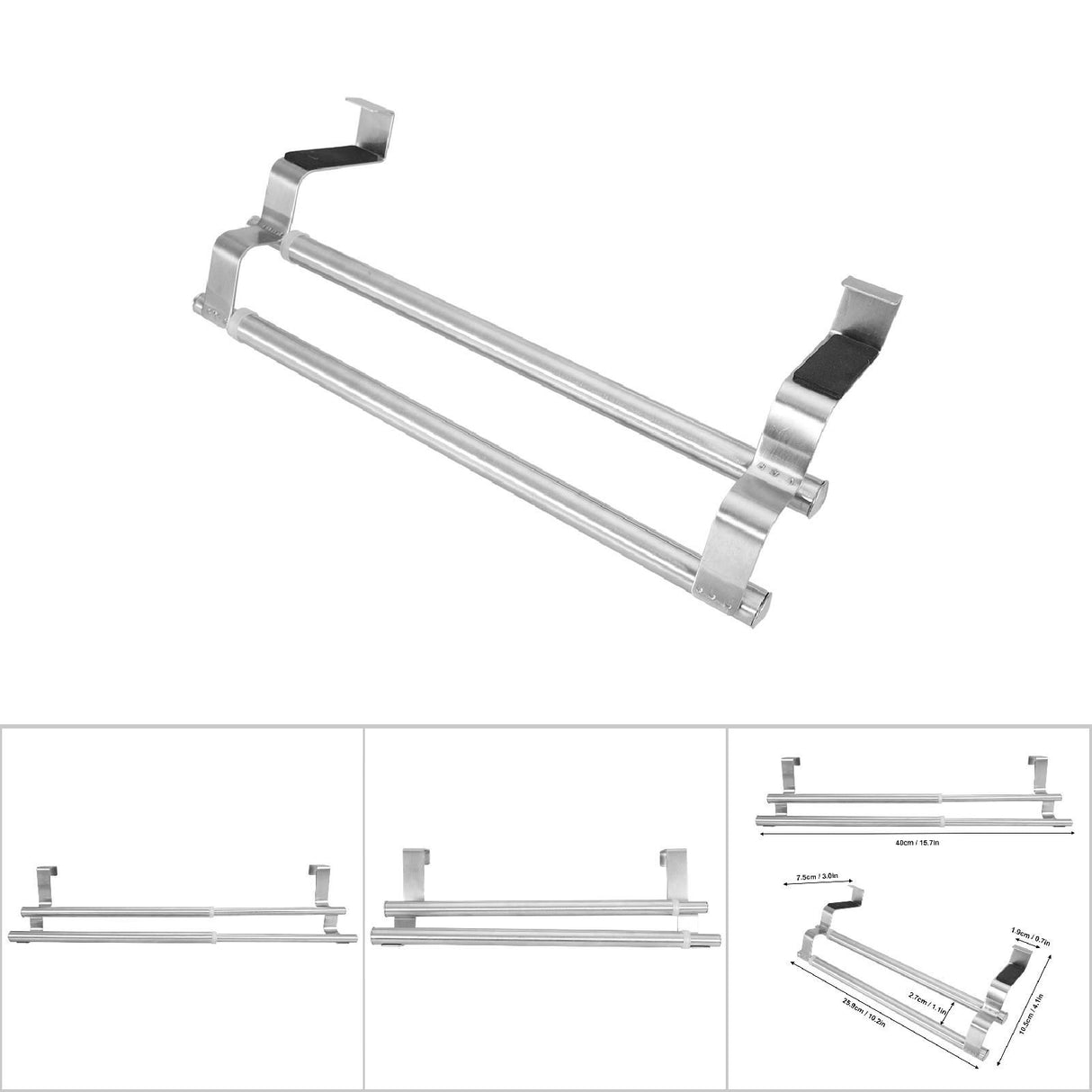 Stainless Steel Retractable Bath Towel Rack Double/Single Bar Bedroom Towel Shelf(40-double)