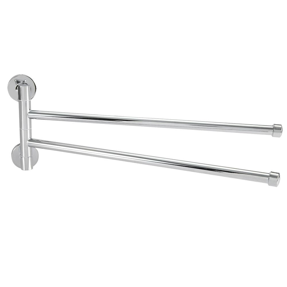 Bathroom Wall Mounted Towel Rack Swing Out Rotating Towel Hanger Shelf (2 Arms)